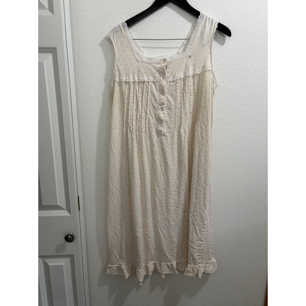 Vtg Carriage Court Cotton Babydoll Nightgown CottageCore Size Large FLAWs